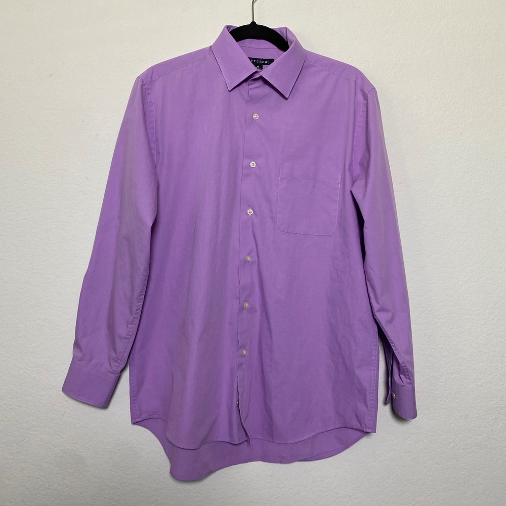 Ivy Crew Mens Dress Shirt Medium 15-15 1/2 32/33 Purple Cotton Blend Long Sleeve
